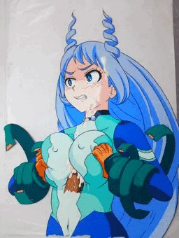 ヒーロースーツの胸部耐久試験を受けるねじれちゃん。