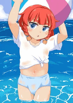 択捉松輪の裸で水遊び