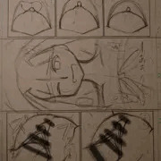 ミーアの仕事風景本のラフ