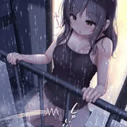 （ふたなり差分）雨の夜にベランダからしちゃうお姉さん
