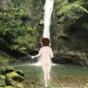 裸で滝に向かうしずかちゃん